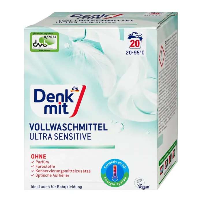 Безфосфатний порошок для прання світлих речей DenkMit Ultra Sensitive 1,35 кг (18 прань) - Image 1