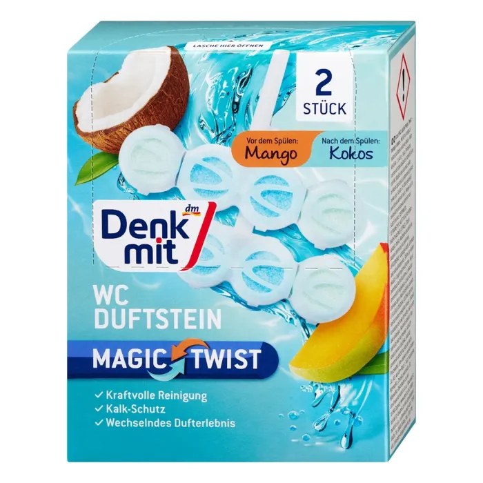 Підвіска для унітазу з подвійним ароматом манго-кокос Denkmit Magic Twist 2 шт - Image 1