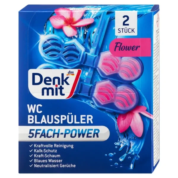 Підвіска для унітазу блакитна вода DenkMit Blauspüler Flower Splash 2 шт