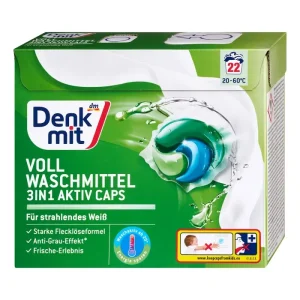 Капсули для прання світлих речей DenkMit 3in1 Aktiv 22 шт