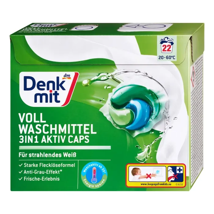 Капсули для прання світлих речей DenkMit 3in1 Aktiv 22 шт - Image 1