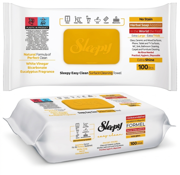 Вологі серветки для прибирання Sleepy Easy Clean з клапаном Евкаліпт, 100шт