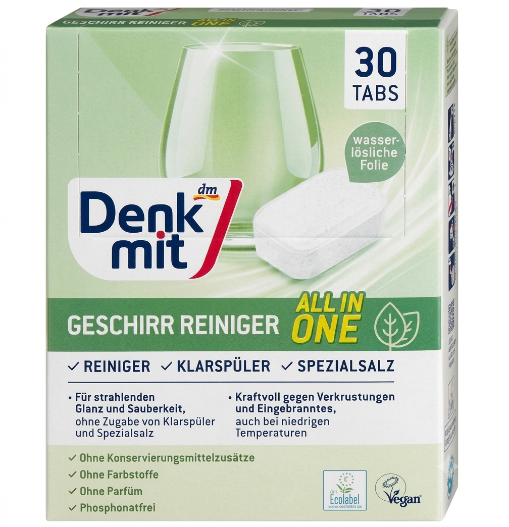 Таблетки для посудомийної машини DenkMit Nature, 30 шт - Зображення 1