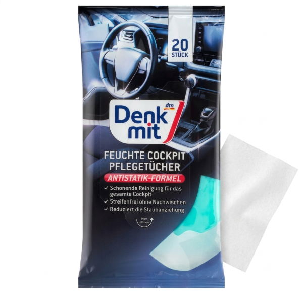 Вологі серветки для догляду за автомобілем Denkmit, 20 шт